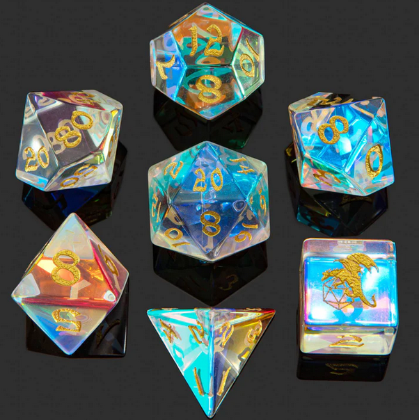 Dragons Hoard Glass Polyhedral Dice Set: Prismatic Crystal